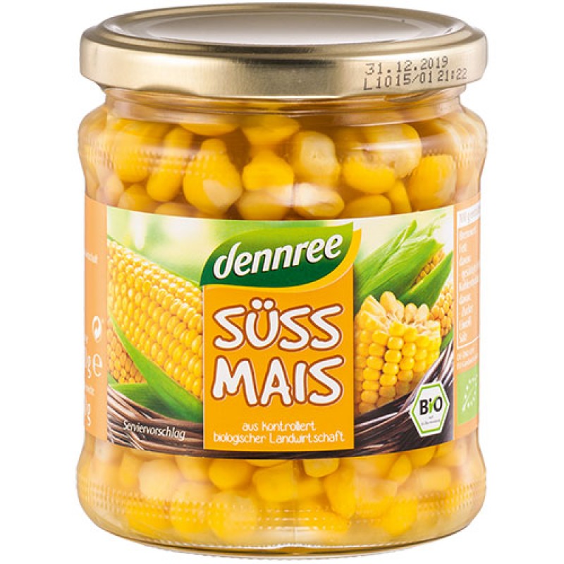 Βιολογικό Καλαμπόκι γλυκό σε βάζο "Dennree" 330gr