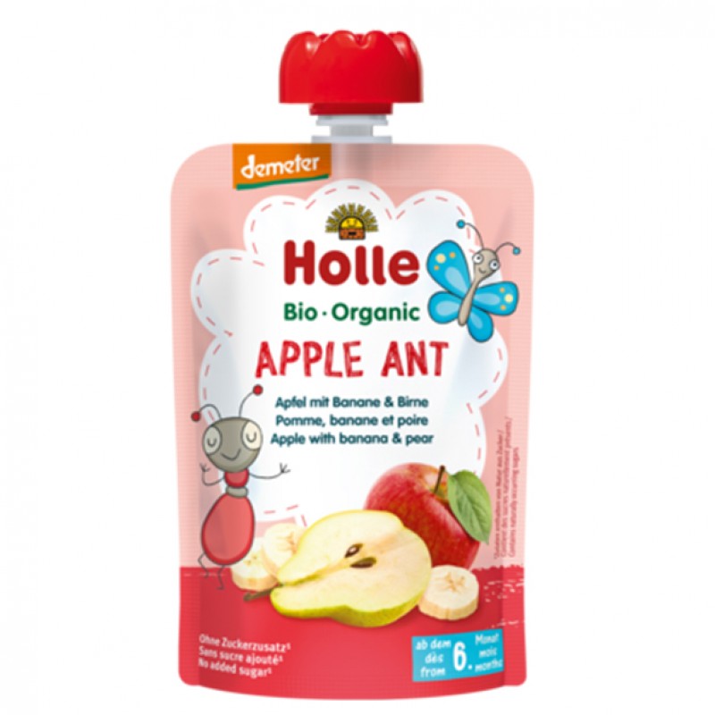 Παιδικός πουρές Μήλο, Μπανάνα και Αχλάδι "Holle" 100gr