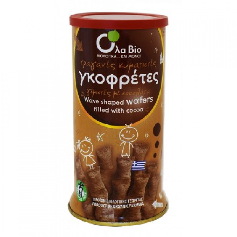 Βιολογικές κυματιστές γκοφρέτες (πουράκια) σοκολάτας 140gr