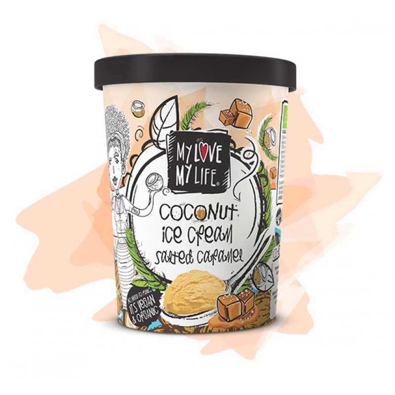 Βιολογικό Vegan παγωτό Καρύδα - Καραμέλα "My love my life" 500ml