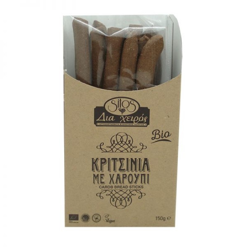 Βιολογικά Κριτσίνια με χαρούπι "Δια χειρός" 150gr