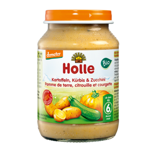 Βιολογικό παιδικό γεύμα κολοκύθα, κολοκυθάκι & πατάτα Demeter (από 6 μηνών) "Holle" 190gr