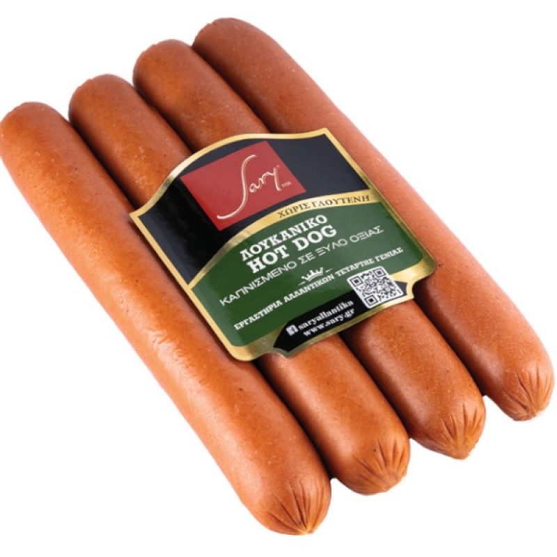 Λουκάνικο Hot Dog γαλοπούλα χωρίς γλουτένη "Sary" 300gr