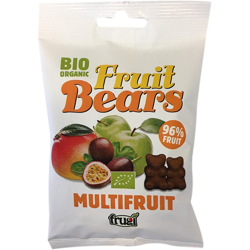 Βιολογικά ζαχαρωτά αρκουδάκια mix fruits vegan χωρίς ζάχαρη & χωρίς γλουτένη 50gr Βιολογικά ζαχαρωτά αρκουδάκια mix fruits vegan χωρίς ζάχαρη & χωρίς γλουτένη 50gr