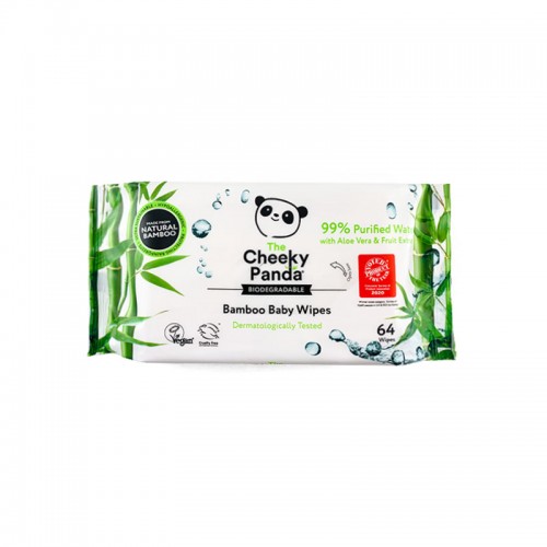 Οικολογικά υγρά μωρομάντηλα από ίνες μπαμπού και εκχύλισμα αλόης & φρούτων vegan "Cheeky Panda" 64τμχ