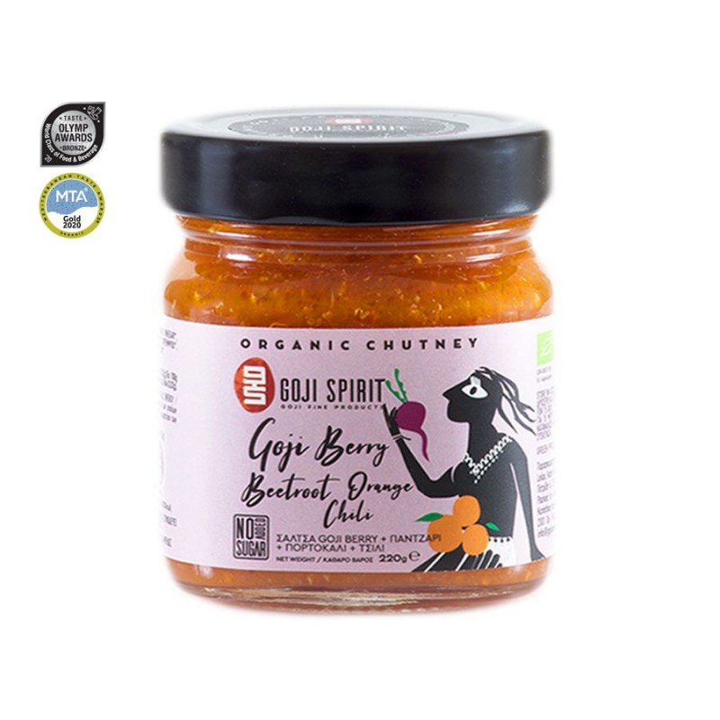 Βιολογικό Chutney (Σάλτσα) Goji Berry με παντζάρι, πορτοκάλι & τσίλι "Goji Spirit" 220gr