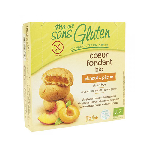 Βιολογικά μπισκοτάκια με γέμιση βερύκοκο & ροδάκινο "Ma vie sans gluten" 200gr