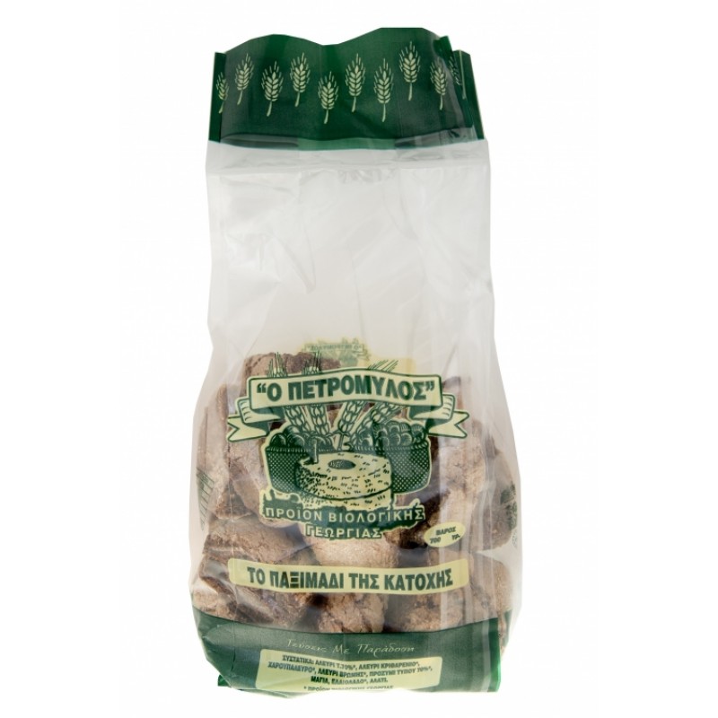 Βιολογικό παξιμάδι κατοχής με χαρουπάλευρο "Πετρόμυλος" 300gr