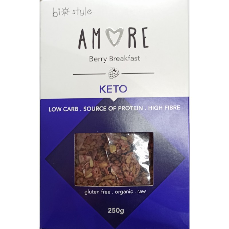 Βιολογική Γκρανόλα (Granola) μούρο χωρίς γλουτένη Vegan Keto "Amore" 250gr