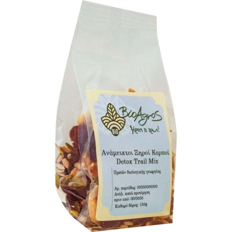 Βιολογικοί ξηροί καρποί ανάμεικτοι DETOX MIX "ΒιοΑγρός" 150gr