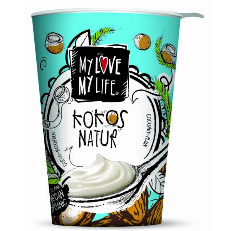 Βιολογικό επιδόρπιο γιαουρτιού καρύδας χωρίς ζάχαρη "My love my life" 125gr
