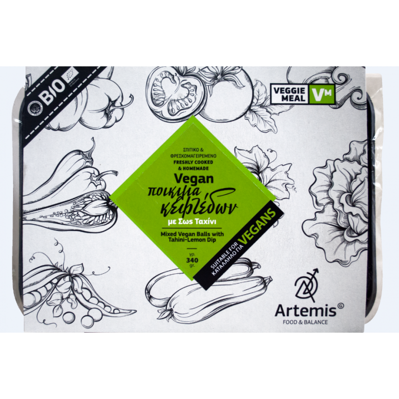 Vegan γεύμα κεφτεδάκια με σως ταχίνι "Artemis" 340gr Vegan γεύμα κεφτεδάκια με σως ταχίνι "Artemis" 340gr