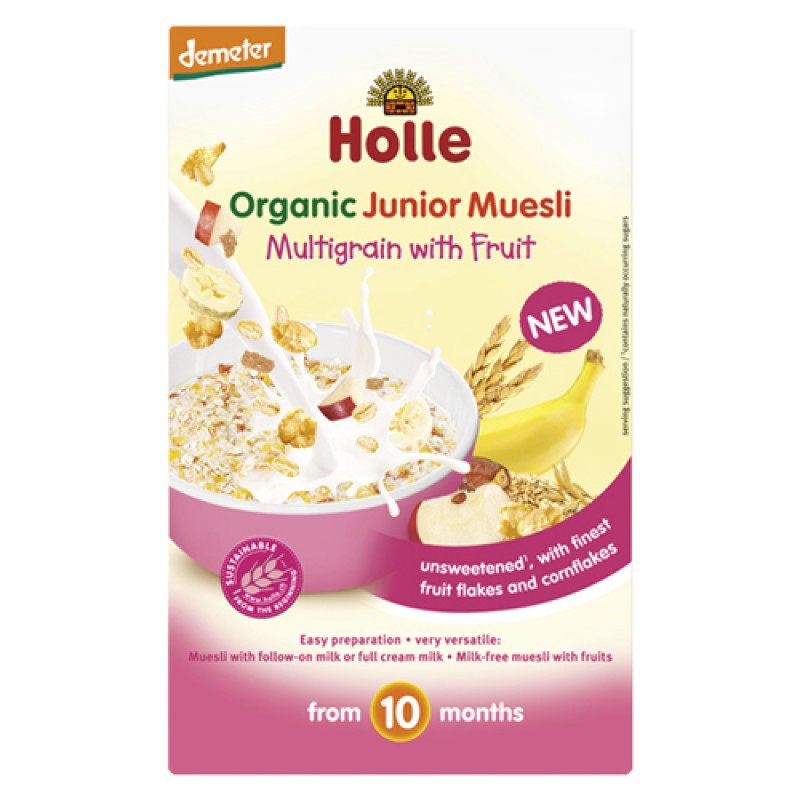 βιολογικό μούσλι Junior πολύσπορο με φρούτα (από 10 μηνών) Demeter "Holle" 250gr