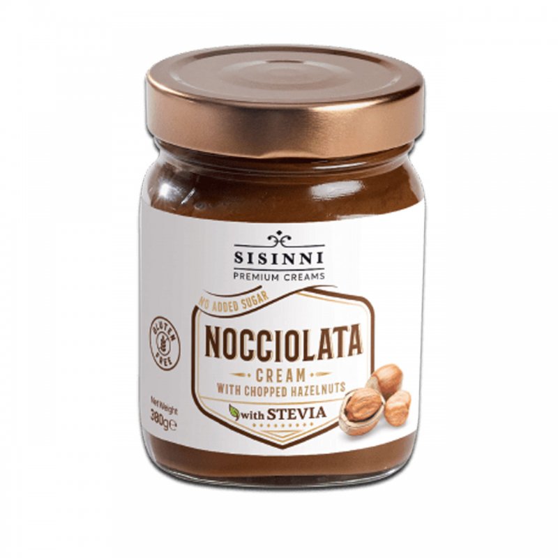 Κρέμα Κακάο με κομματάκια φουντουκιού και στέβια Nocciolata "Sisinni" 380gr