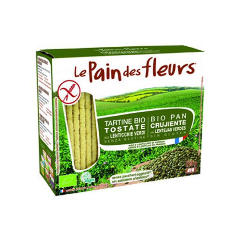 Βιολογικά Κράκερς πράσινης φακής "Le pain des fleurs" 150gr