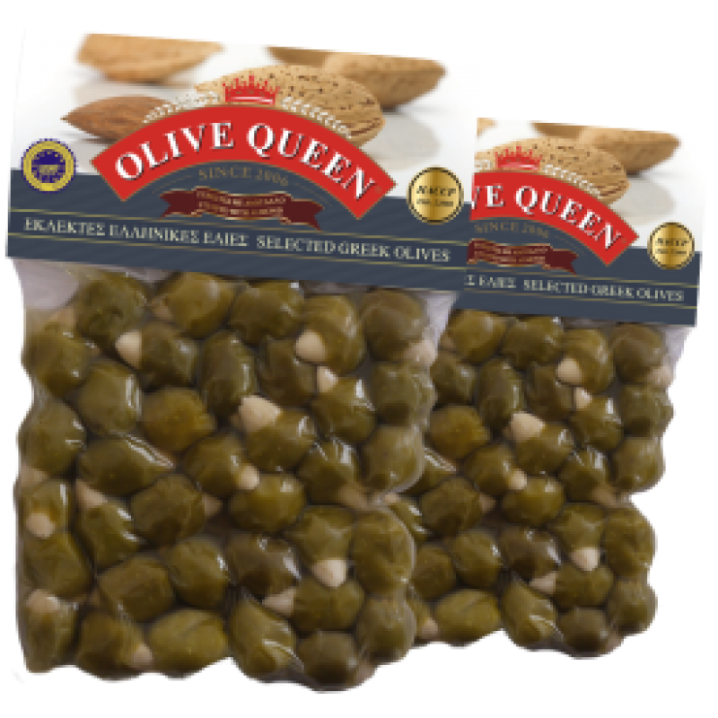 Ελιές πράσινες γεμιστές με αμύγδαλο Οlive Queen 250gr