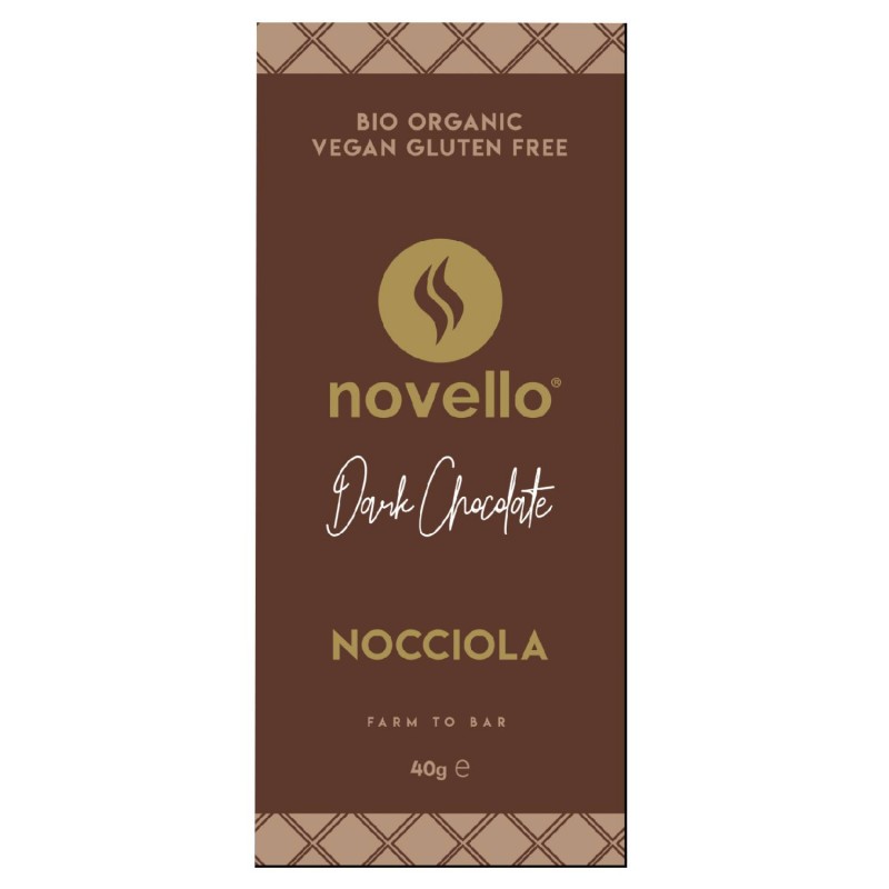 Βιολογική vegan dark chocolate nocciola ''NOVELLO'' 40gr