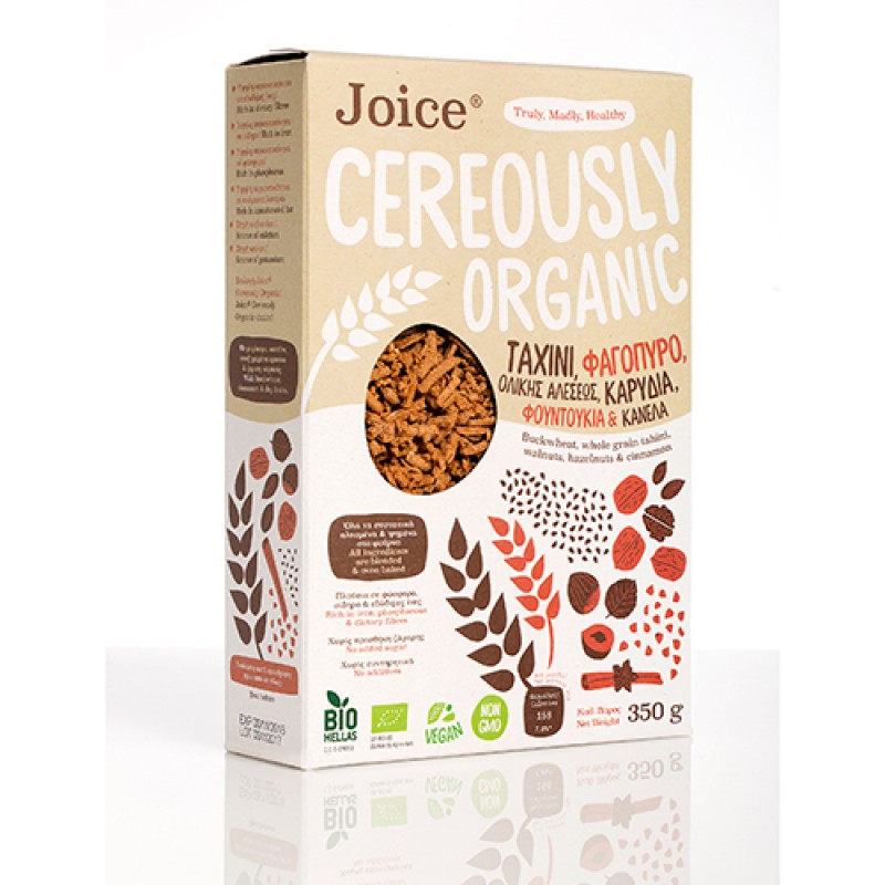 Βιολογικά Δημητριακά με Ταχίνι, Φαγόπυρο, Καρύδια, Φουντούκια και Κανέλα "Joice Cereously Organic" 350gr