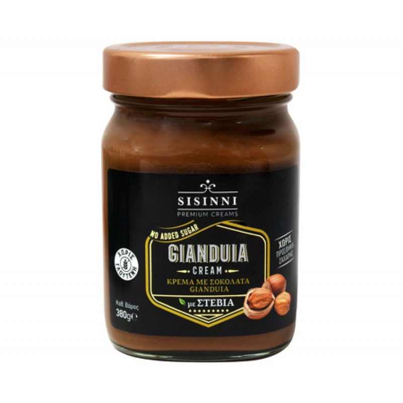 Φουντουκόπαστα με Σοκολάτα Gianduia Premium και στέβια χωρίς γλουτένη "Sisinni" 380gr