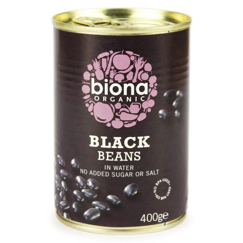 Βιολογικά Φασόλια μαύρα (σε νερό, έτοιμα προς κατανάλωση) χωρίς ζάχαρη "Biona" 400gr