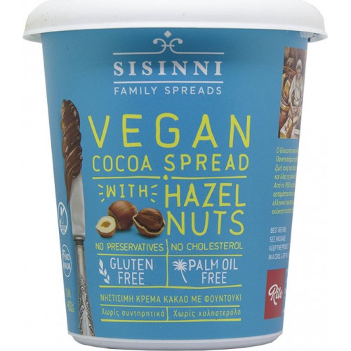 Κρέμα κακάο νηστίσιμη με φουντούκι χωρίς γλουτένη & χωρίς λακτόζη vegan "Sisinni" 400gr