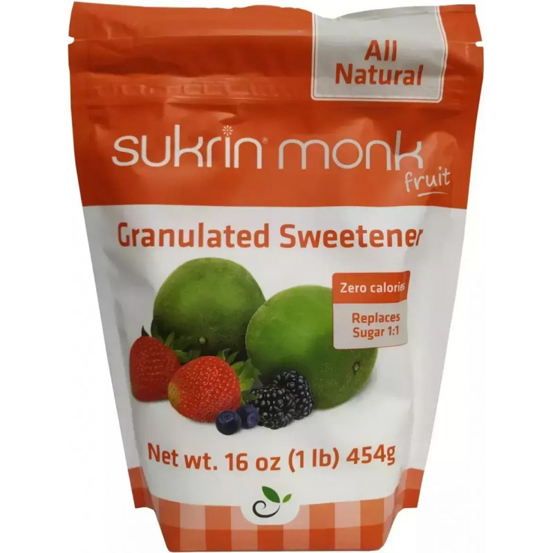 Φυσικό γλυκαντικό Sukrin Monk fruit χωρίς γλουτένη (0% θερμίδες χ2) 454gr