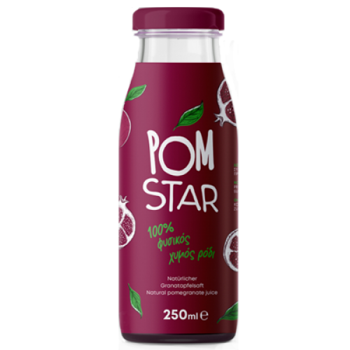 Φυσικός χυμός Ρόδι 100% χωρίς ζάχαρη 250 ml POM STAR