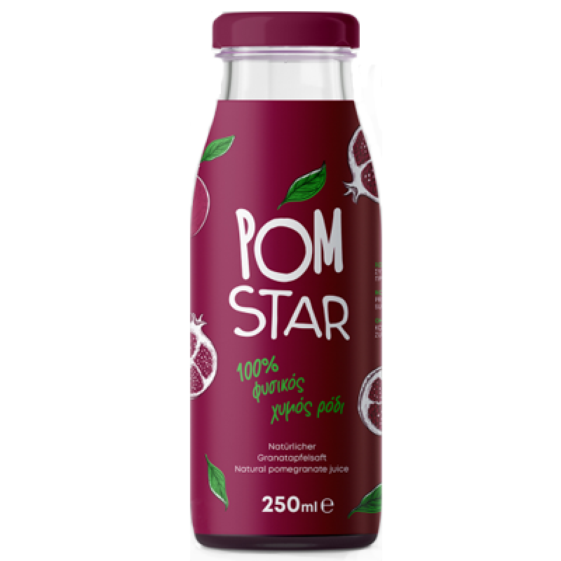 Φυσικός χυμός Ρόδι 100% χωρίς ζάχαρη 250 ml POM STAR