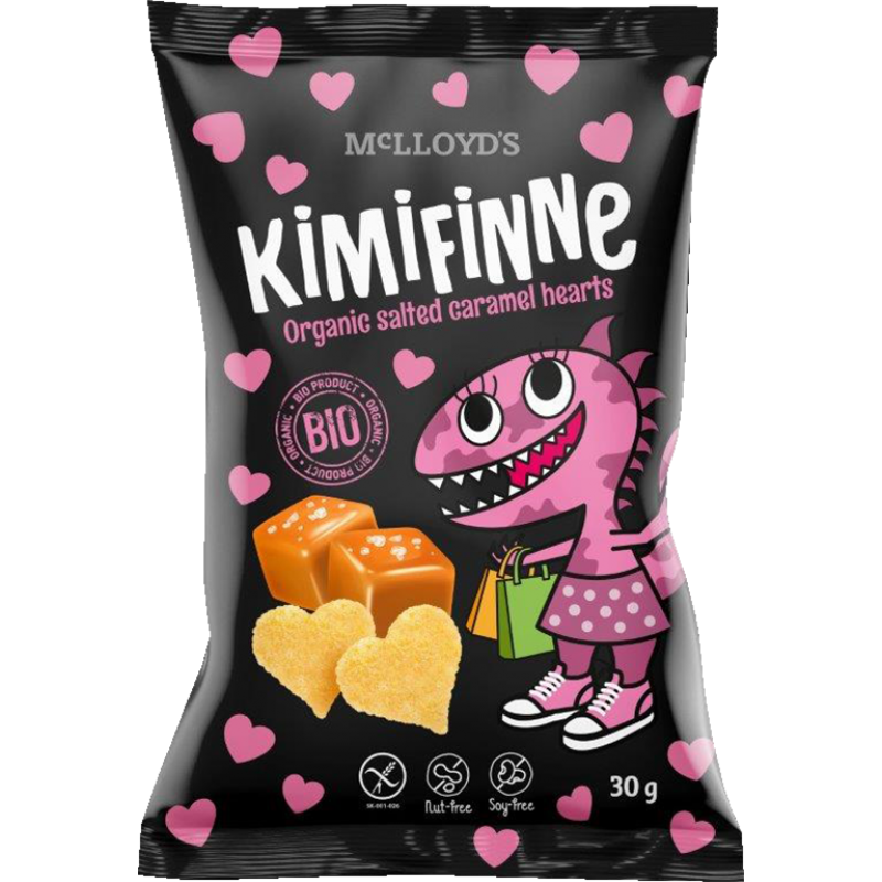 Βιολογικά γαριδάκια καρδιές με γεύση αλατισμένης καραμέλας χωρίς γλουτένη 30gr McLLOYD'S