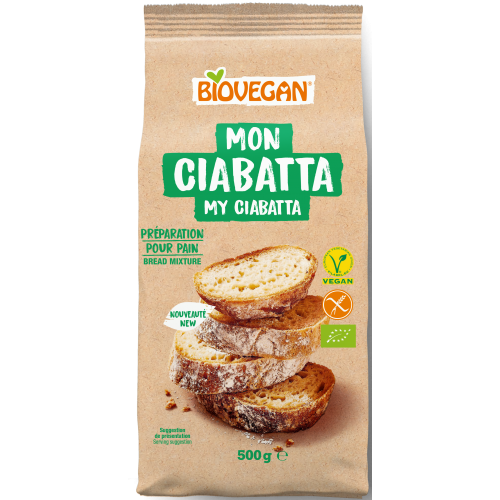 Βιολογικό μείγμα για ψωμί CIABATTA χωρίς γλουτένη 500gr BIOVEGAN
