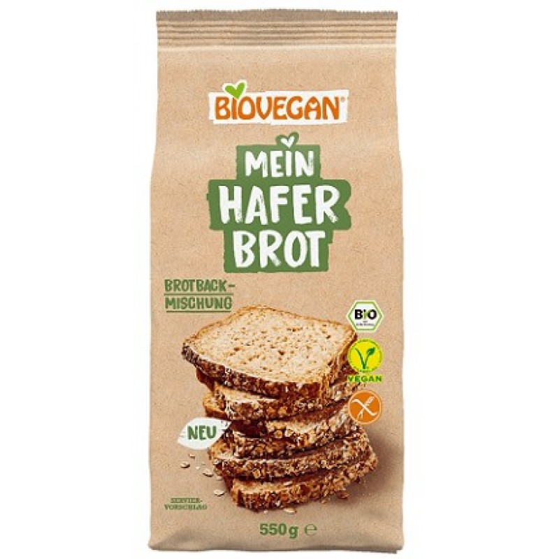 Βιολογικό μείγμα για ψωμί βρώμης χωρίς γλουτένη 500gr BIOVEGAN