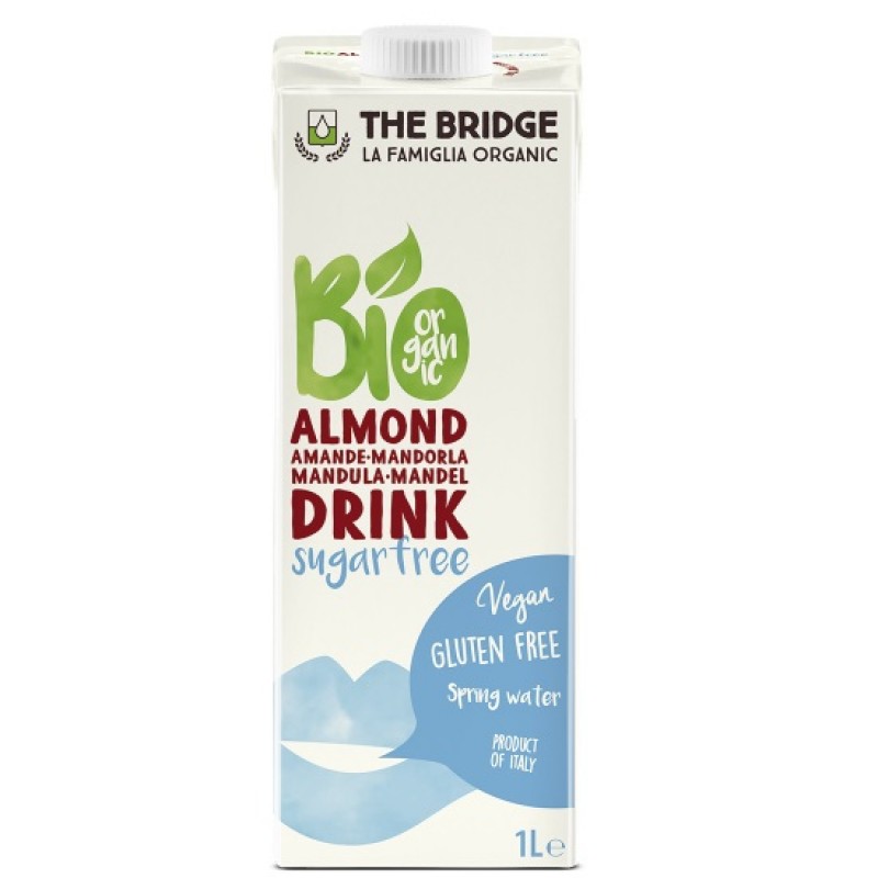 Βιολογικό Ρόφημα Αμυγδάλου χωρίς ζάχαρη και χωρίς γλουτένη 1L the bridge 