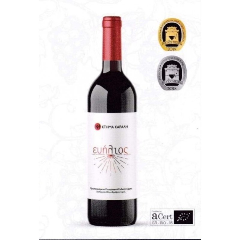 Βιολογικός οίνος ερυθρός ξηρός merlot & cabernet sauvignon 750ml κτήμα καραλή