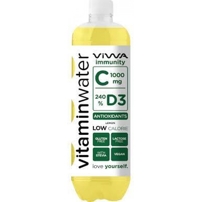 Βιταμινούχο νερό IMMUNITY-ANTIOXIDANTS με λεμόνι D3 240% low carb,gluten free,lactose free,Vegan 600ml VIWA 