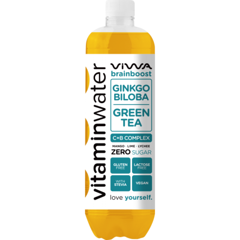 Βιταμινούχο νερό BRAIN BOOST με Μάνγκο, Λάιμ, Gingko Biloba C+B Complex με Στέβια ,No Carb, gluten free, lactose free ,Vegan 600ml VIWA