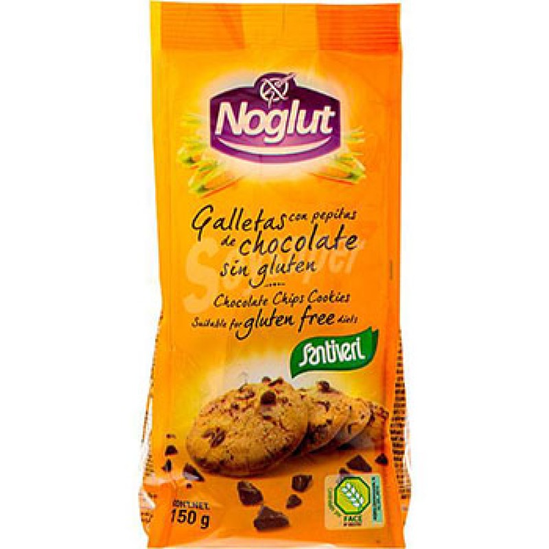 Βιολογικά μπισκότα με σταγόνες σοκολάτας χωρίς αυγό και χωρίς γλουτένη 150gr santiveri