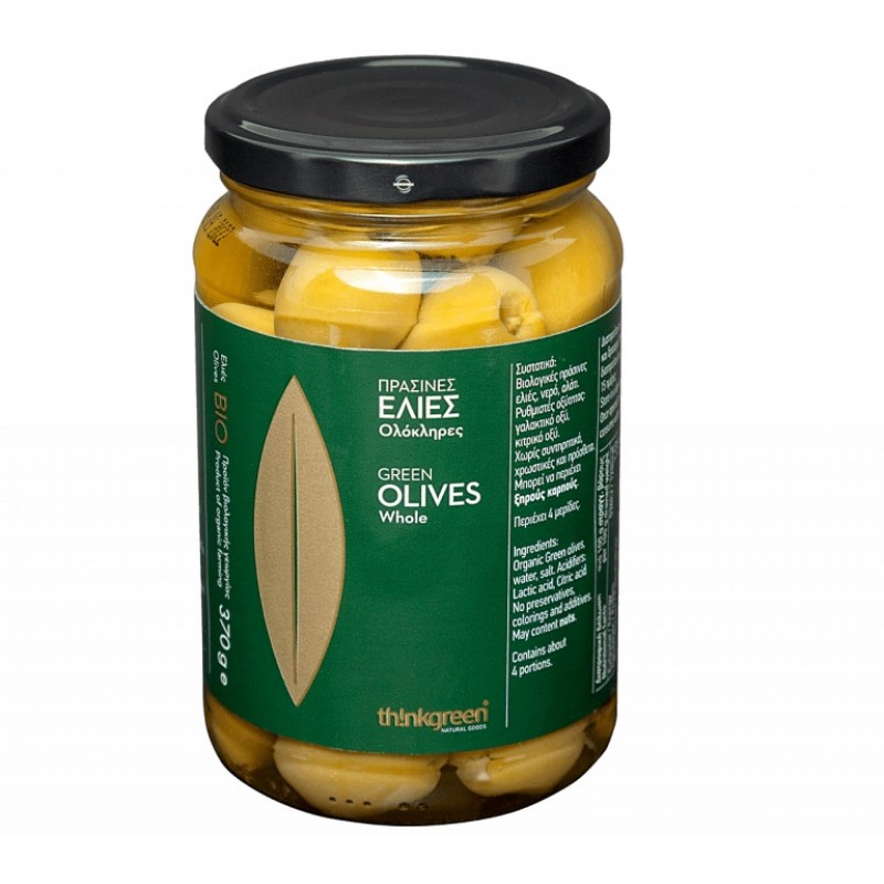 Βιολογικές ελιές πράσινες 370gr σε βάζο Thinkgreen