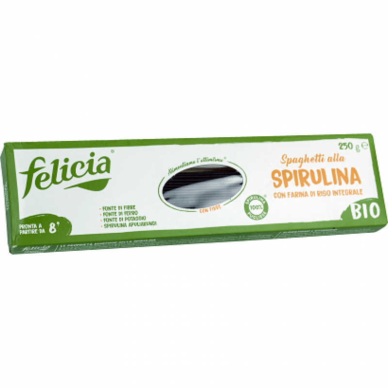 Βιολογικό Σπαγγέτι ρυζιού με Σπιρουλίνα χωρίς γλουτένη 250gr Felicia