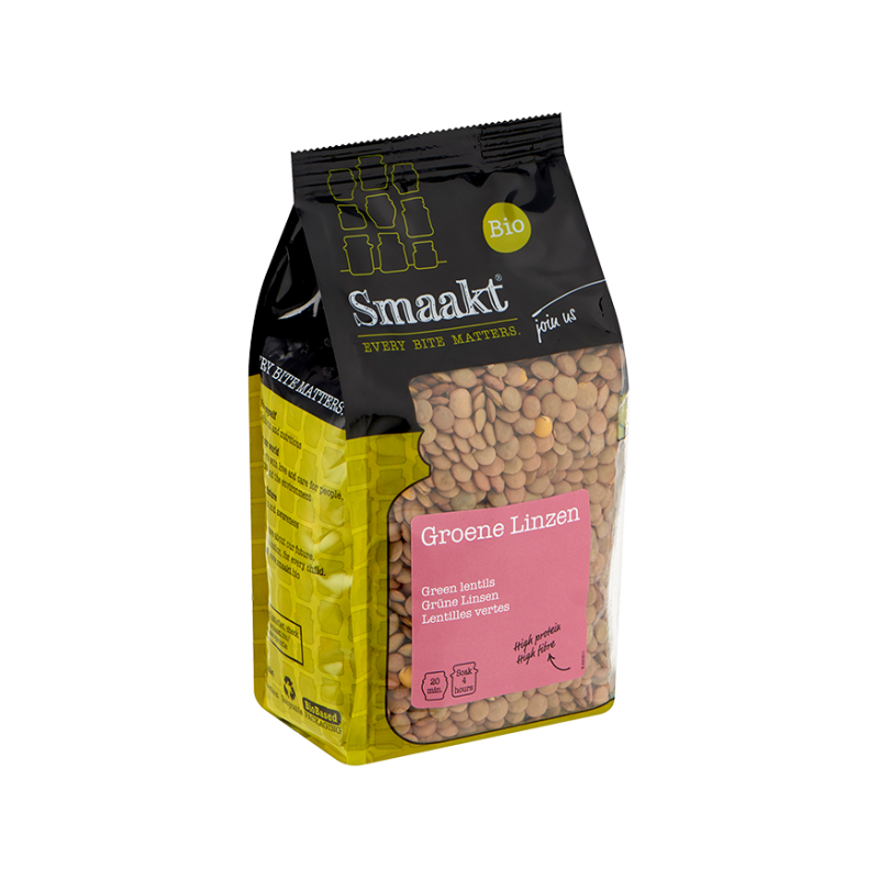 Βιολογικές φακές πράσινες 400gr SMAAKT