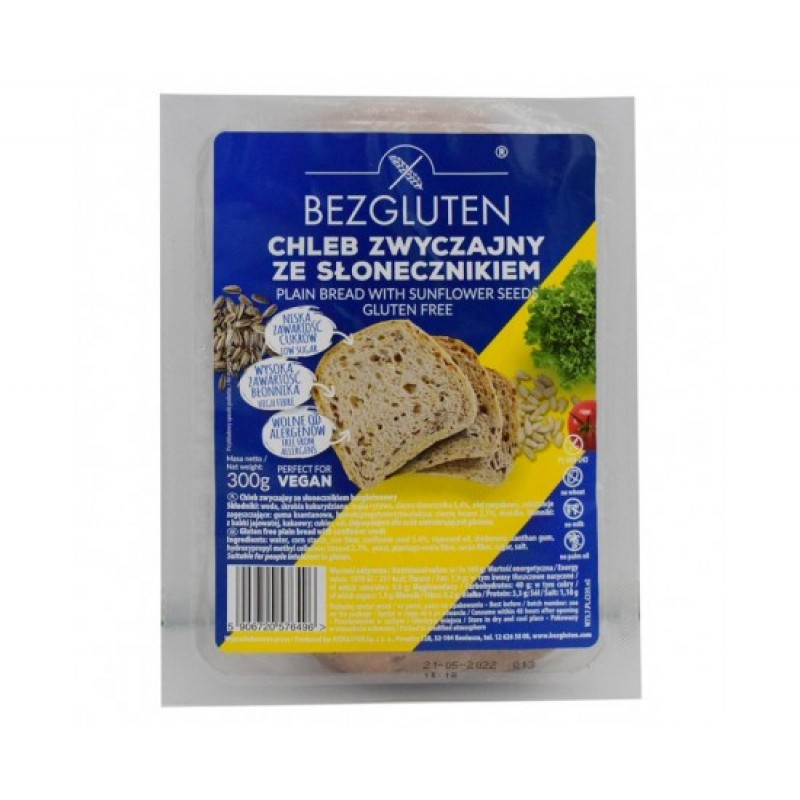 Βιολογικό ψωμί σε φέτες χωρίς γλουτένη vegan 300gr BEZGLUTEN