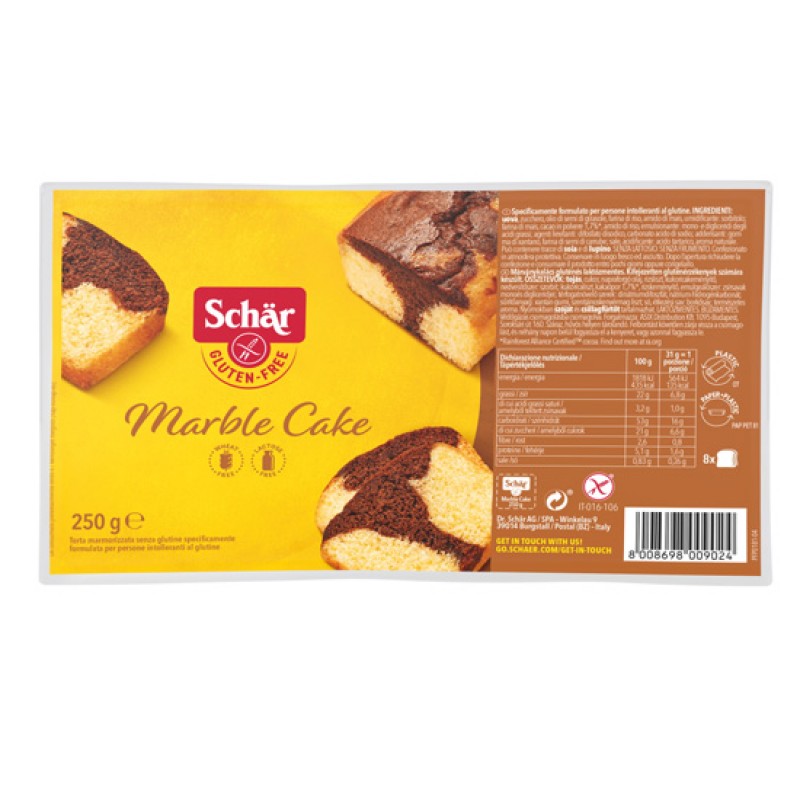 Βιολογικό κέικ ανάμεικτο με κακάο χωρίς σιτάρι και χωρίς γλουτένη 250gr SCHAR