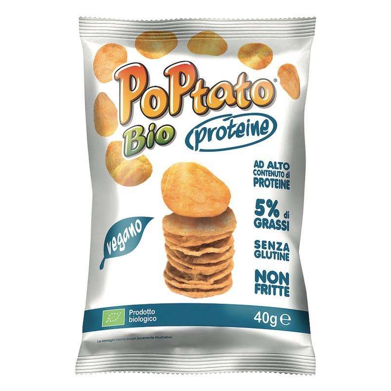 Βιολογικά τσιπς πατάτας πρωτεινούχα χωρίς γλουτένη και χωρίς τηγάνισμα 40gr poptato