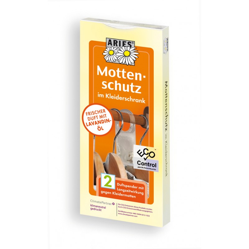Οικολογικό απωθητικό σκώρου για ντουλάπες και συρτάρια 2 τεμάχια dispenser 6,7gr Aries