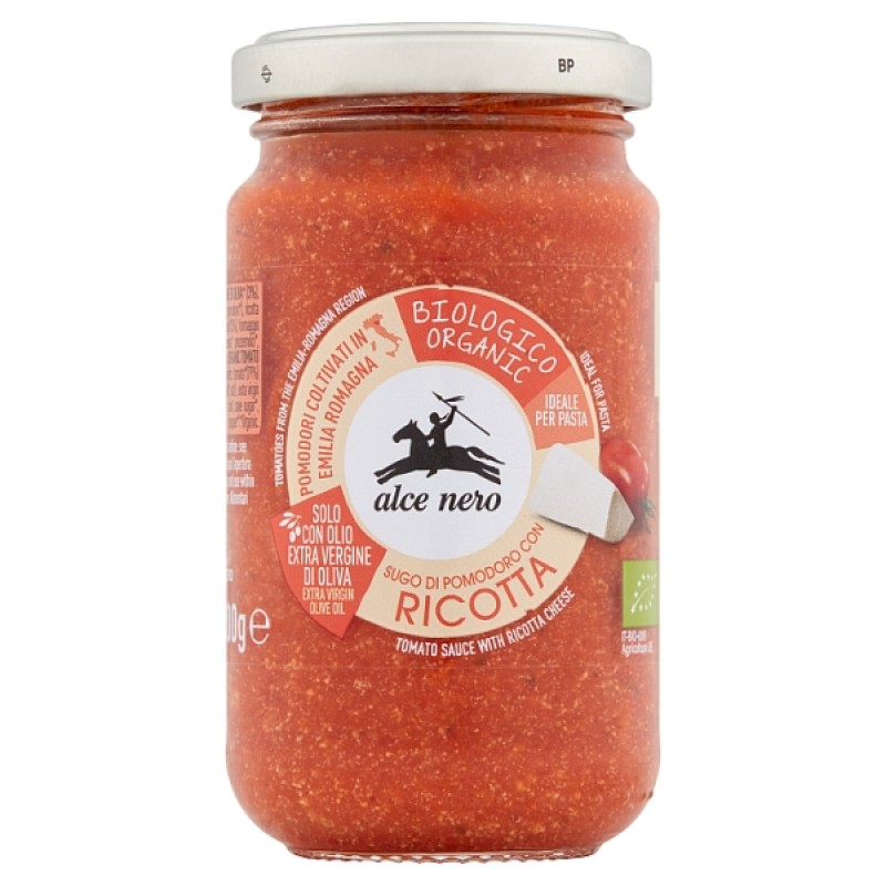 Βιολογική σάλτσα ντομάτας με τυρί Ricotta 200gr Alce Nero