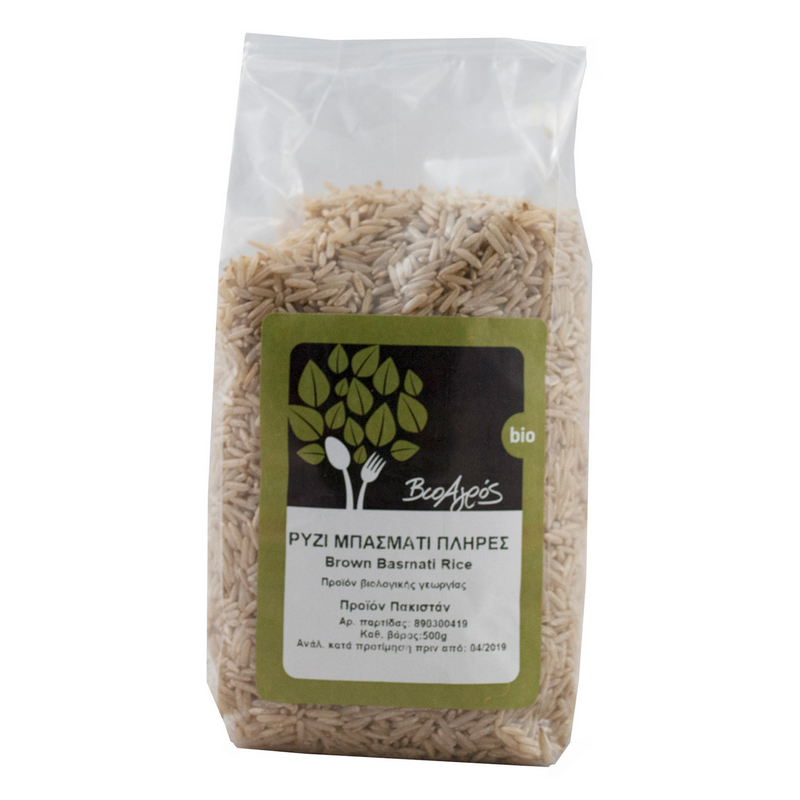 Βιολογικό ρύζι μπασμάτι πλήρες 500gr Βιοαγρός