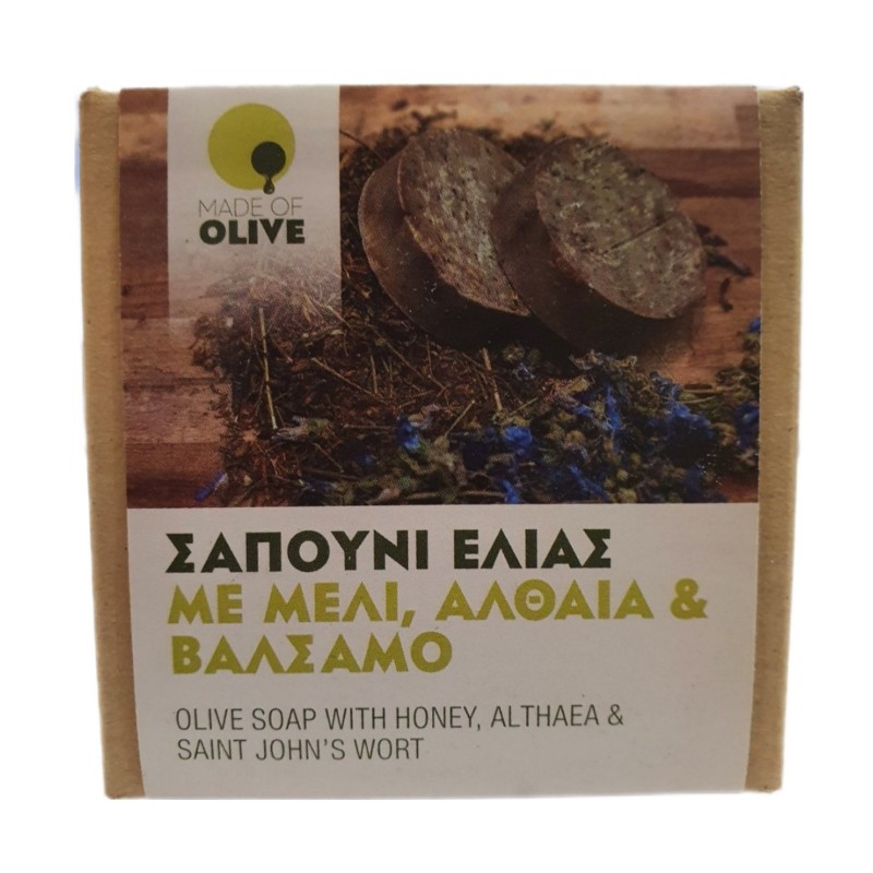 Σαπούνι ελιάς χειροποίητο με Μέλι, Αλθαια & Βάλσαμο 100gr
