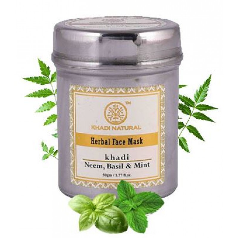 Βιολογική Μάσκα Προσώπου με Neem, Βασιλικό και Μέντα / Neem, Basil & Mint Face Mask 50gr KHADI NATURAL