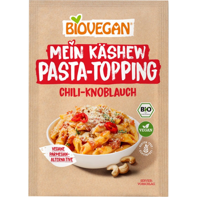 Βιολογικό φυτικό τριμμένο TOPPING με τσίλι και σκόρδο για ζυμαρικά χωρίς γλουτένη 50 gr BIOVEGAN