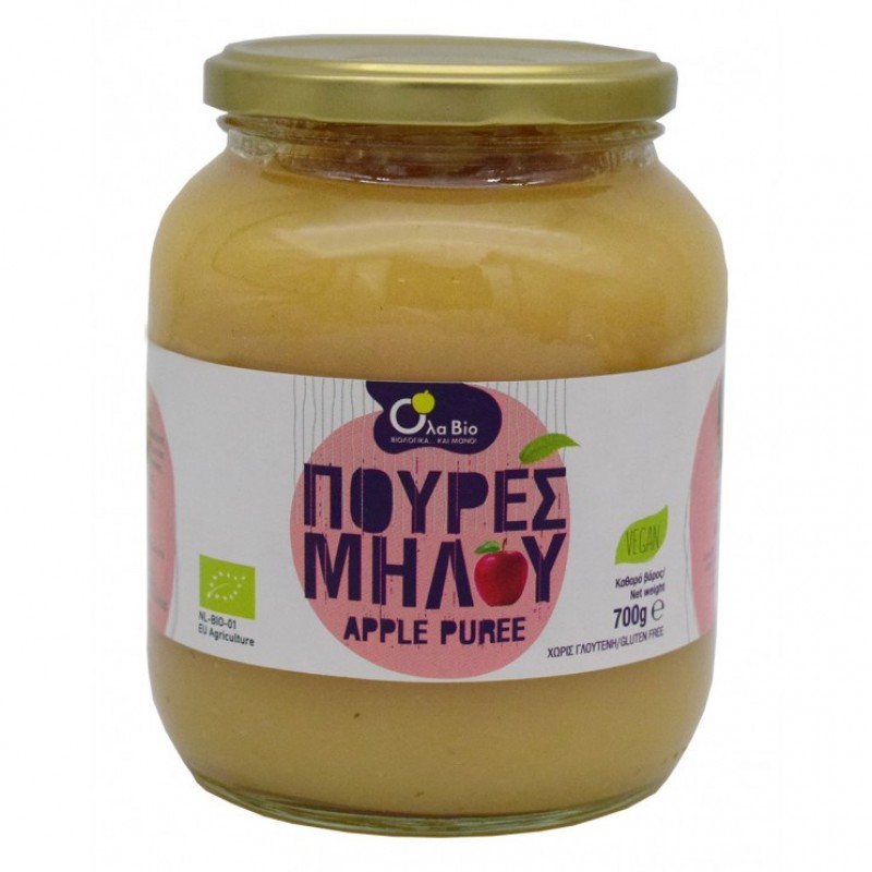 Βιολογικός Πουρές κοκκινου μήλου χωρίς Γλουτενη 700gr Ola Bio