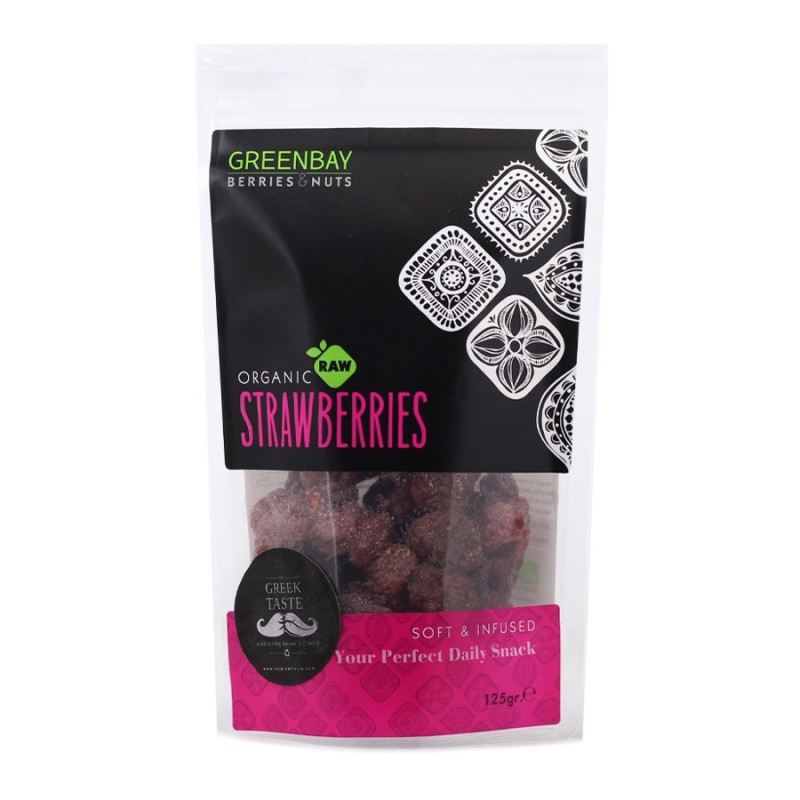 Βιολογικές αποξηραμένες φράουλες χωρίς ζάχαρη 125gr greenbay